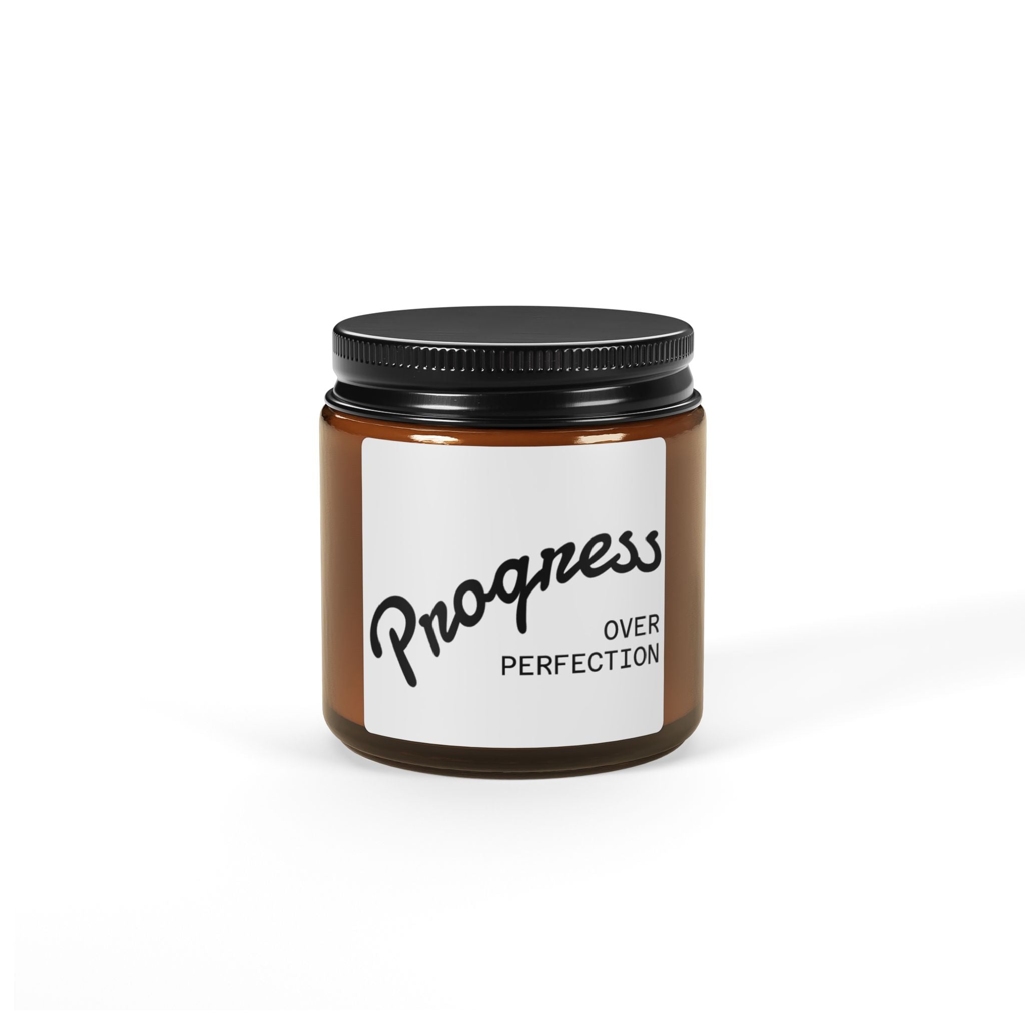 Soy Candle "Progress Over Perfection" — Amber Jar Scented Candle (Multiple Sizes)